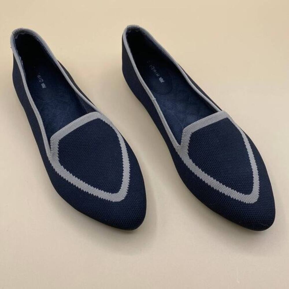 Birdies The Blackbird Flat Loafer Size 7 Black Tan Knit Shoes‎ Washable